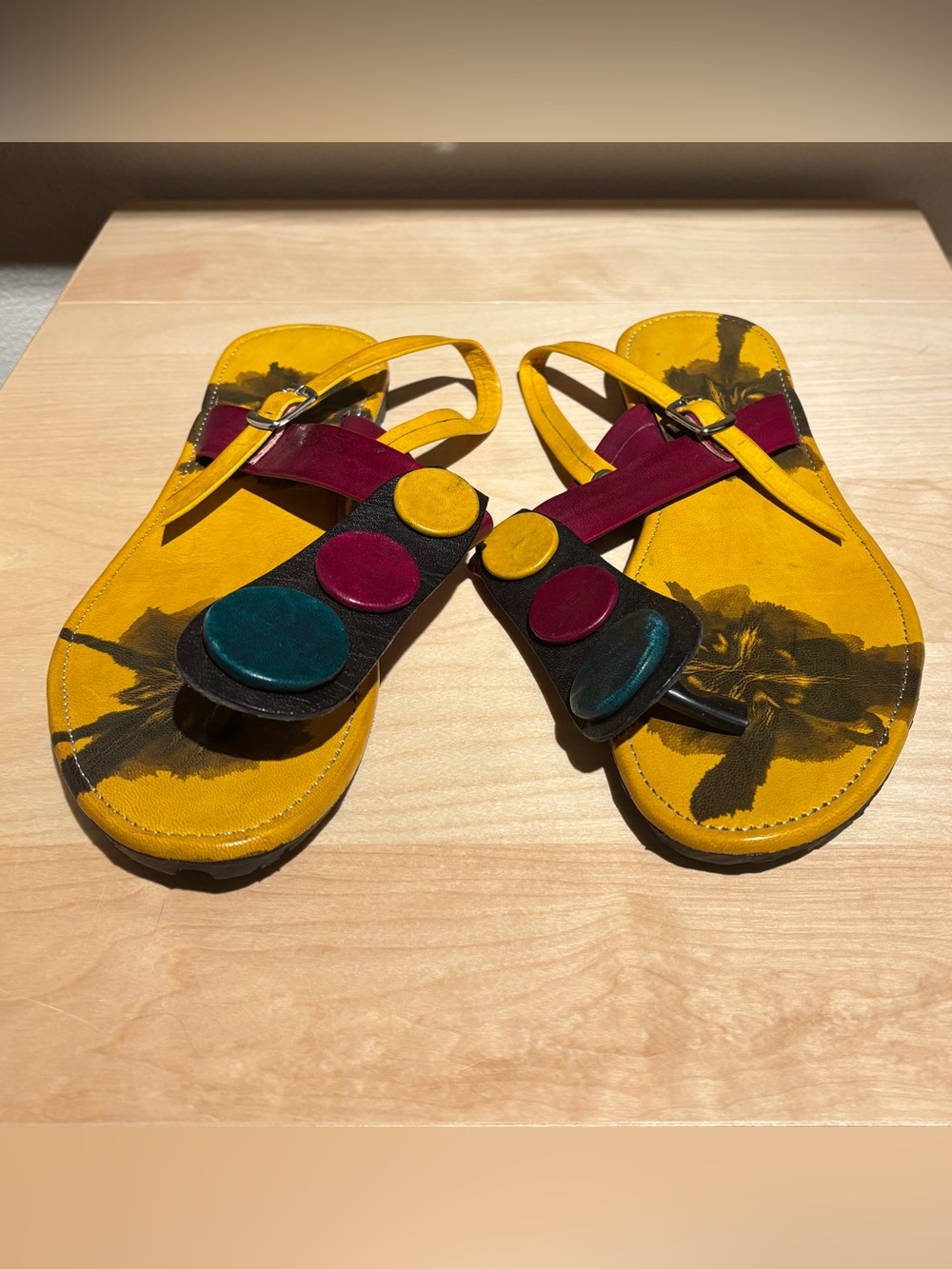 Handmade Multicolor Leather Slingback Sandals with Tire Tread Soles from Camaroo